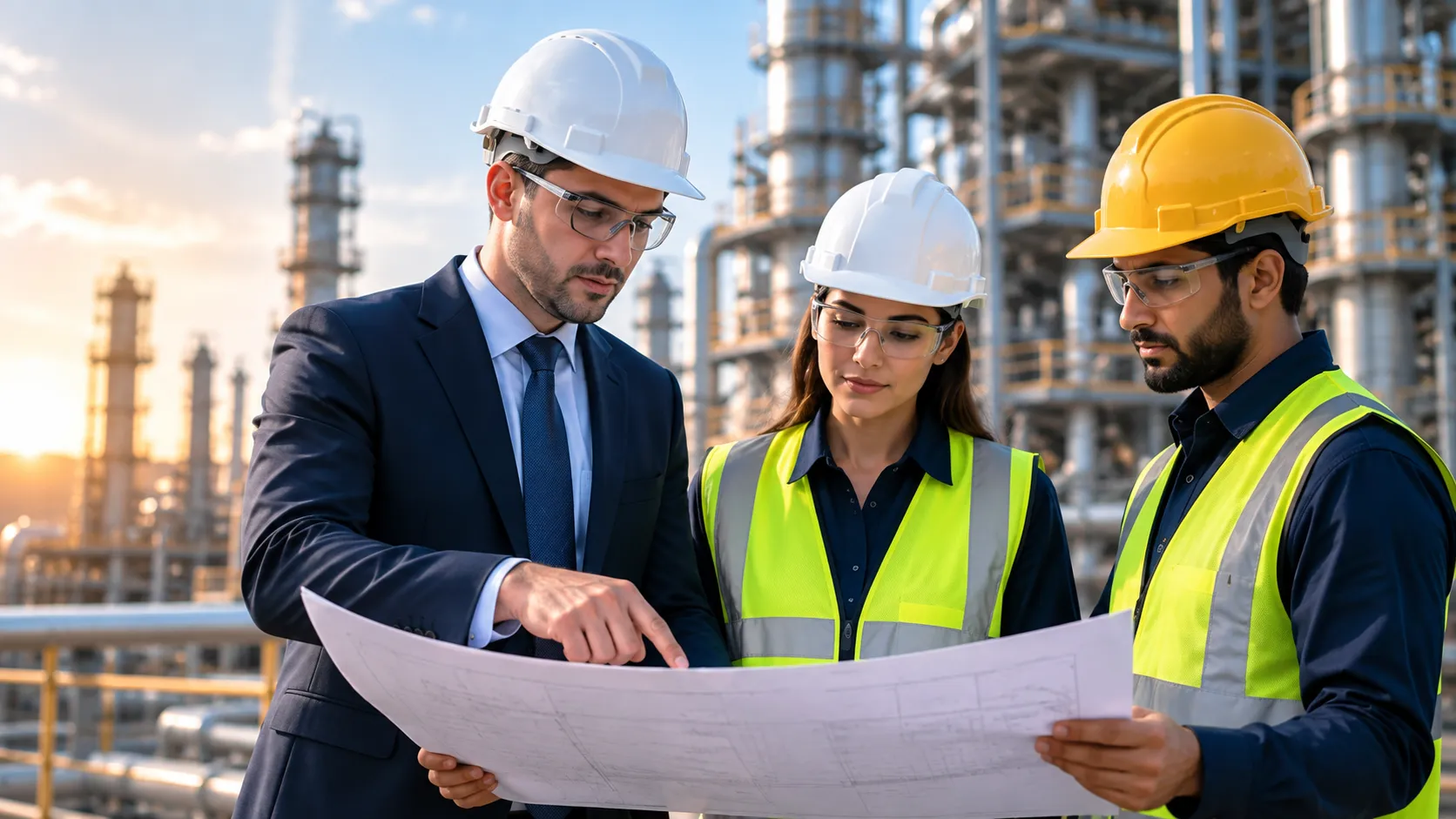 Occupational health and safety professionals working together